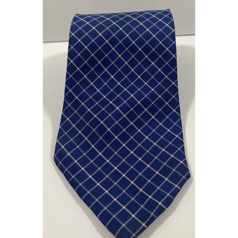 Polo Ralph Lauren Plaid Tie Blue 100% Silk Hand-Finished Vintage USA Made 56"